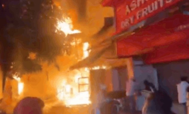 Massive Blaze Ravages Shiv Market, Nearly 40 Shops Gutted